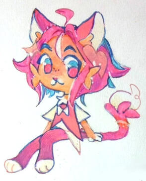 chibi, colored pencil & ink