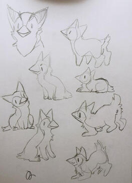 Minnow the penguin cat in various poses study