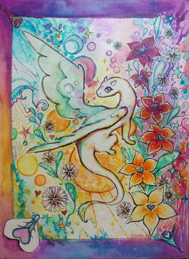 Lumi & Gladiolus, watercolor & ink